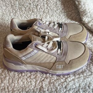 Caterpillar Women's Cream and Lavender composite toe work shoe